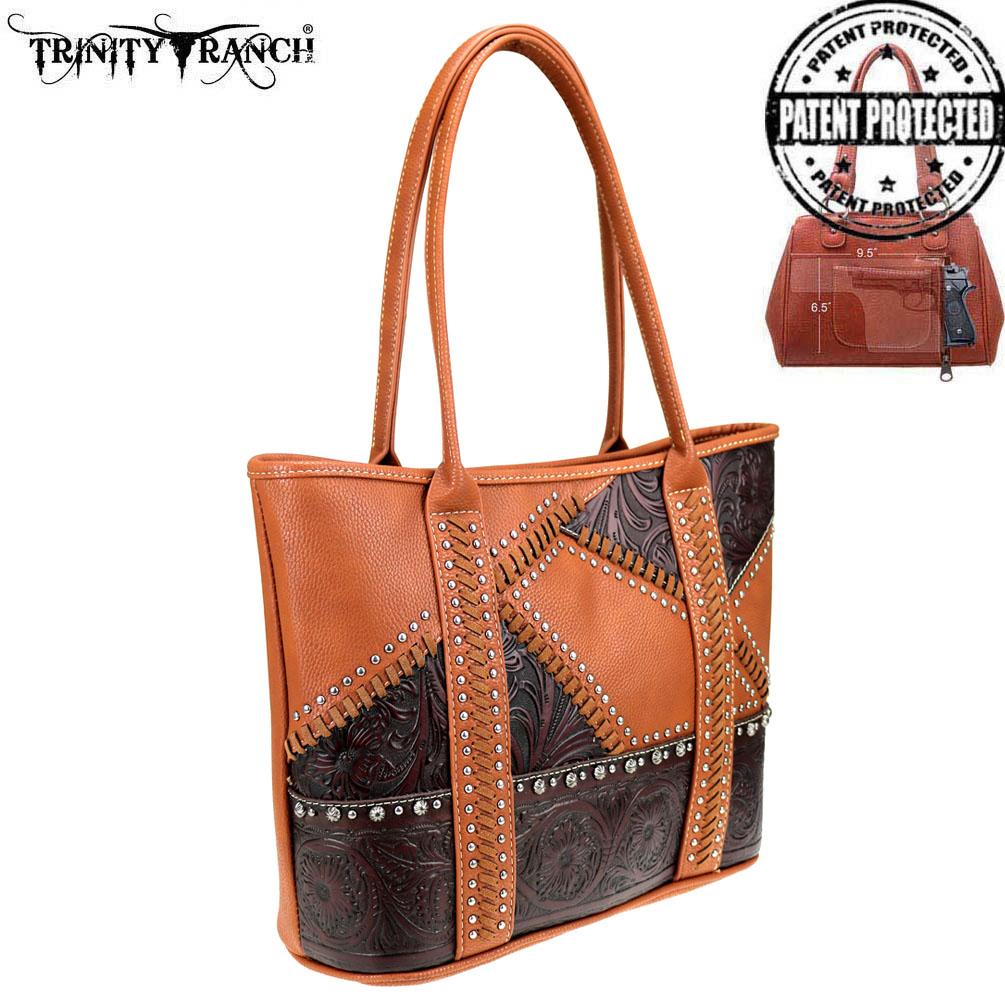 Trinity Ranch Tooled Leather Collection Concealed Carry Tote
