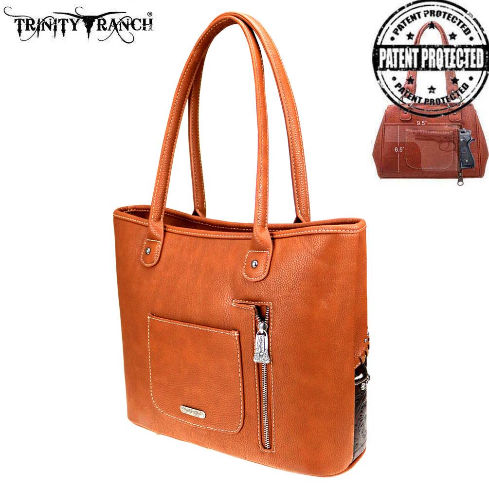Trinity Ranch Tooled Leather Collection Concealed Carry Tote