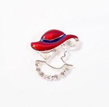 Brooch-Red Hat Lady