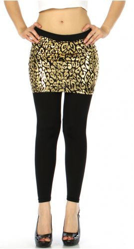 Skirt foiled leggings gold pattern