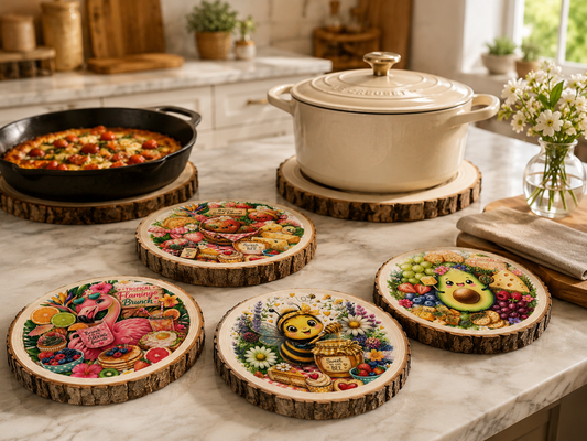 Custom Wood Slice Trivets & Serving Boards