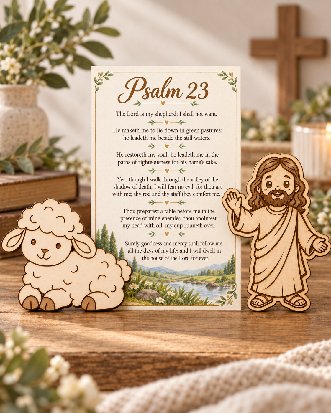 Wood Laser Cut Psalm 23 Faith Keepsake Kit