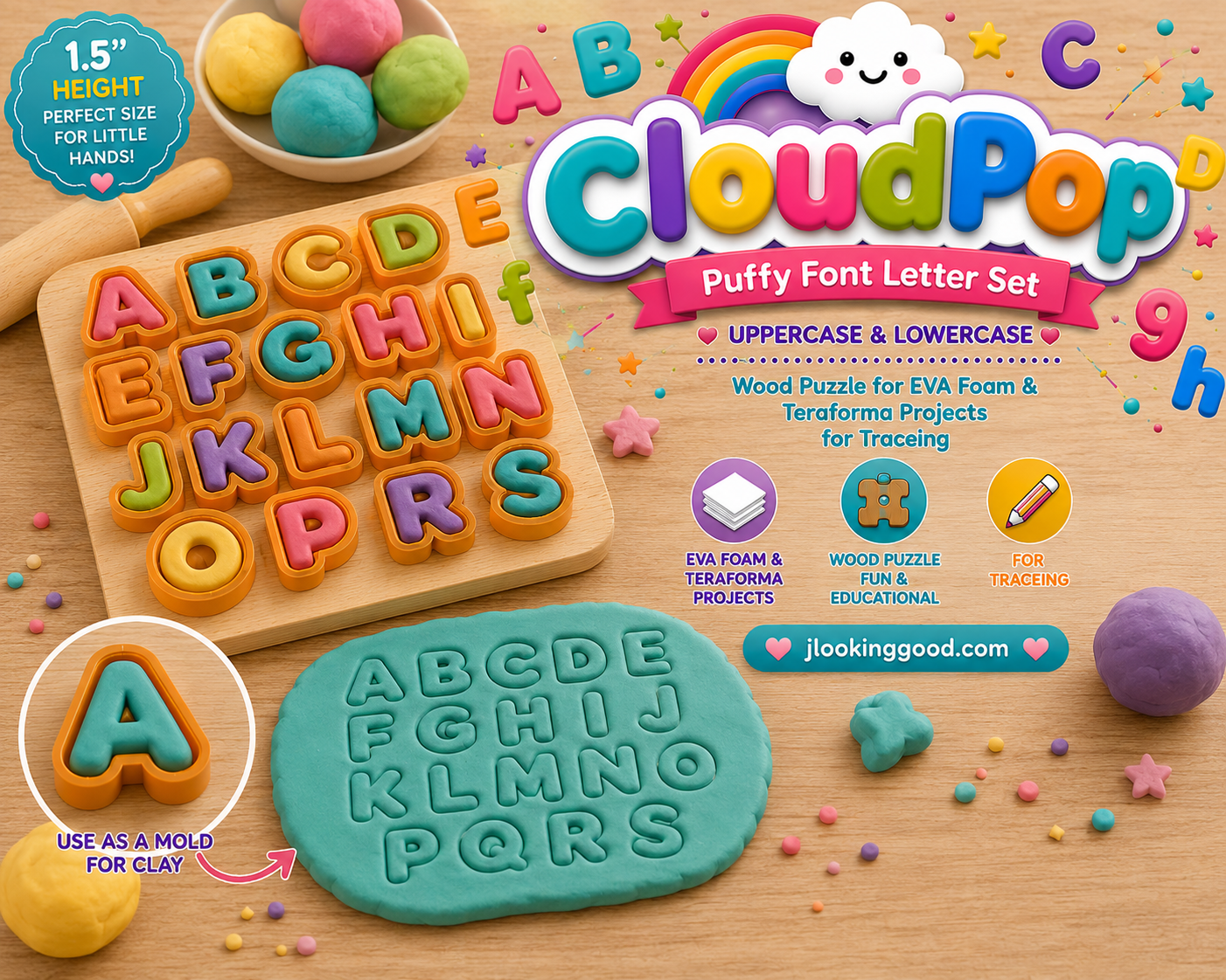 CloudPoP  Puffy Font Letter Set