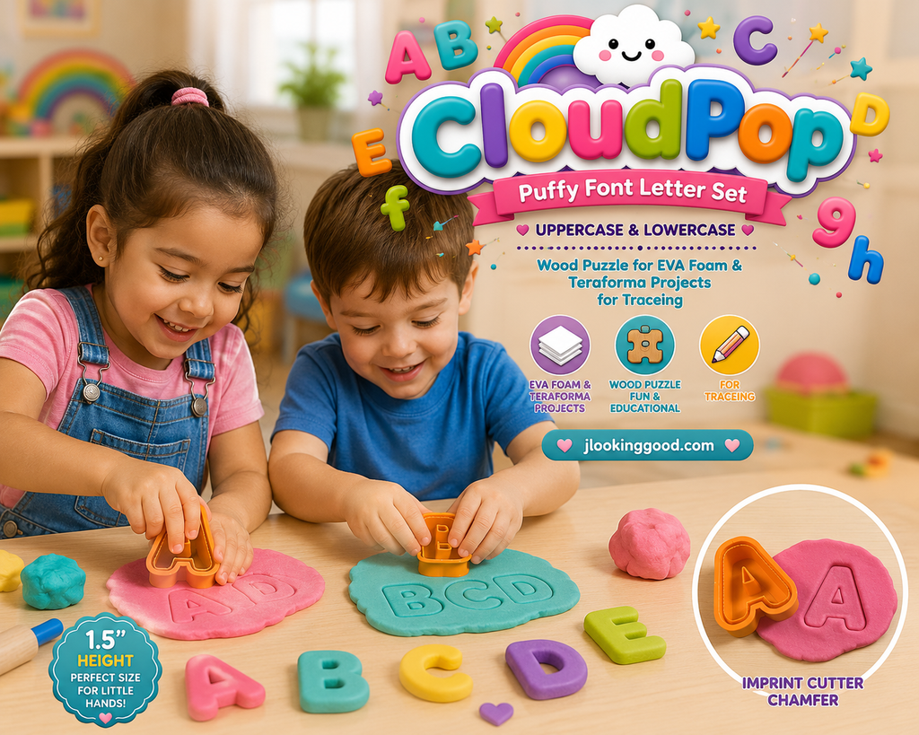 CloudPoP  Puffy Font Letter Set