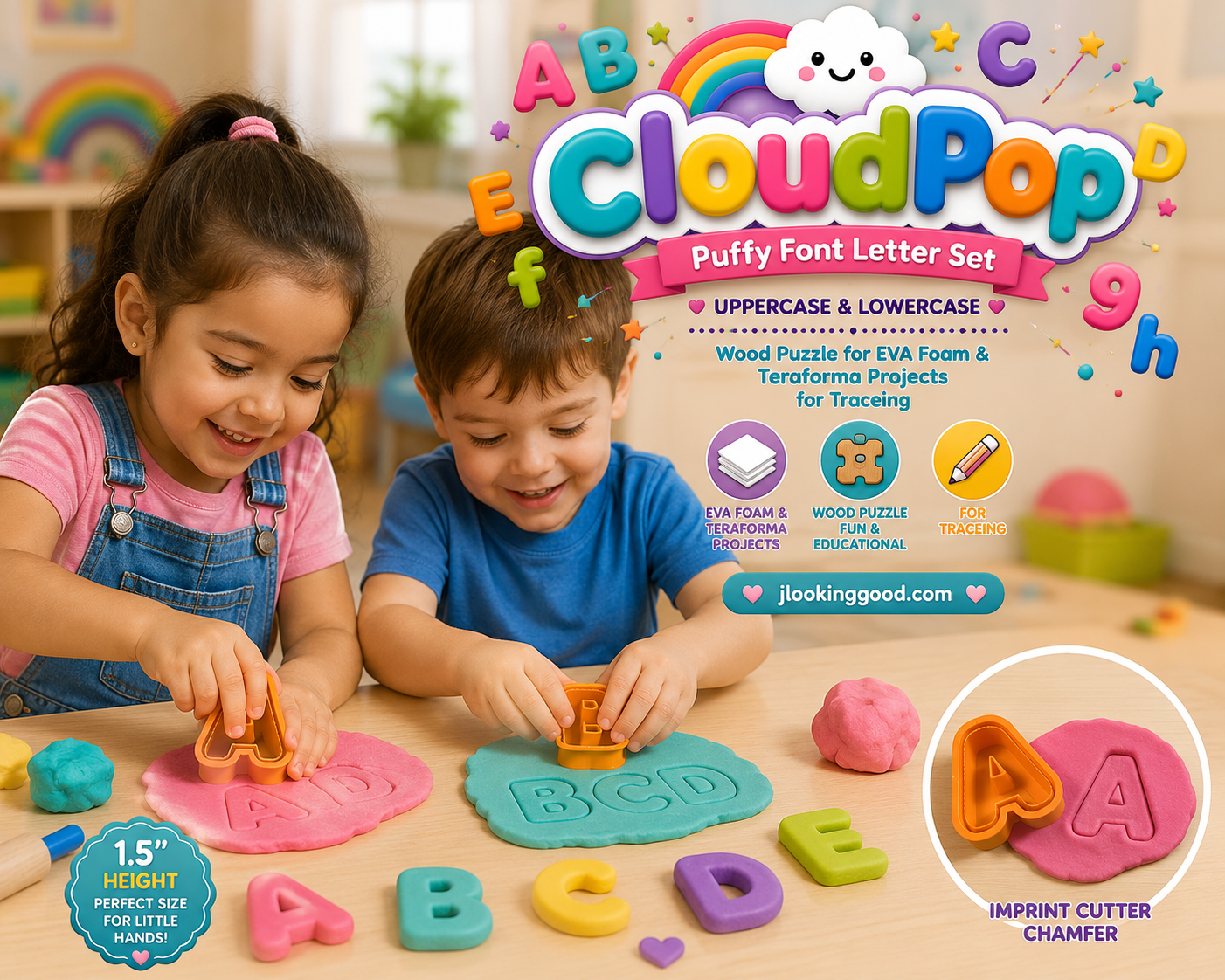 CloudPoP  Puffy Font Letter Set