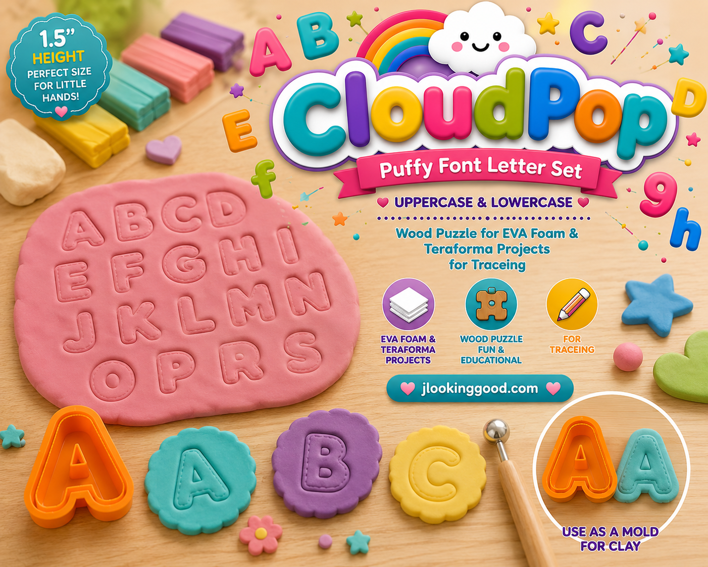 CloudPoP  Puffy Font Letter Set