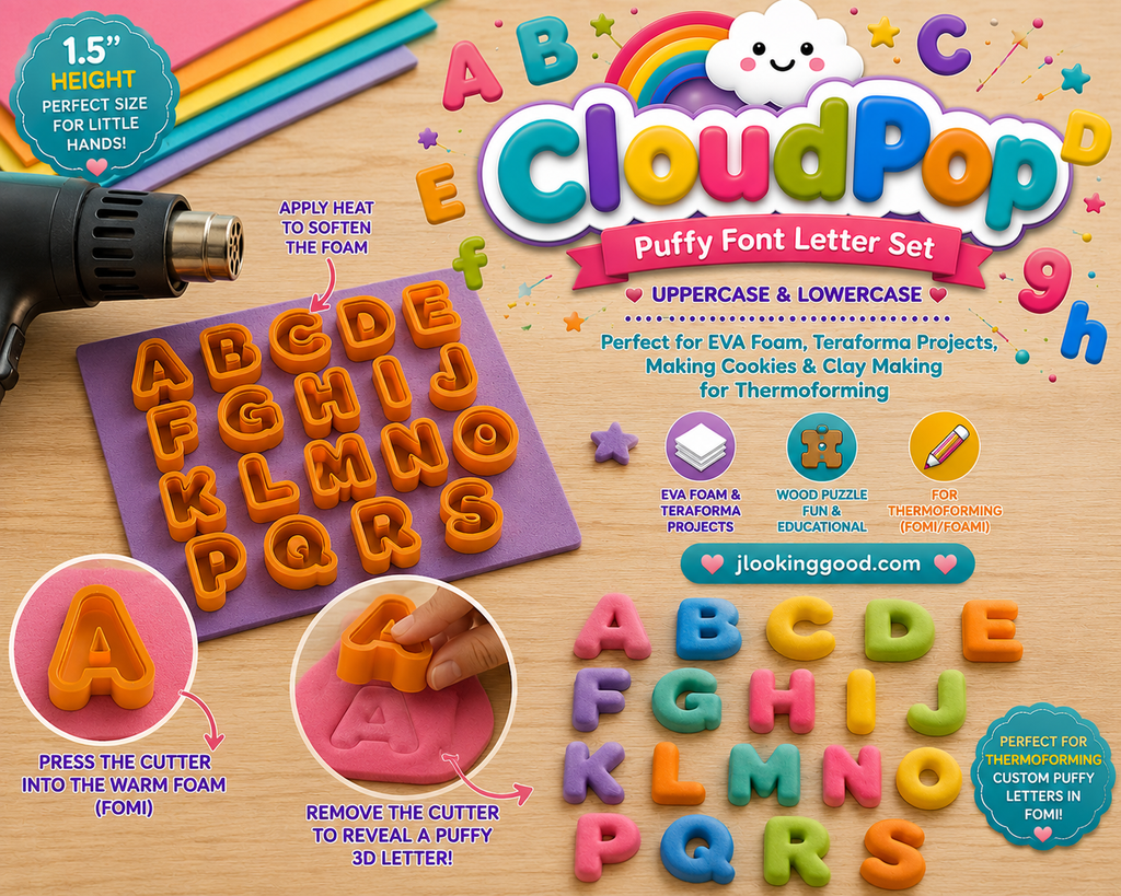 CloudPoP  Puffy Font Letter Set