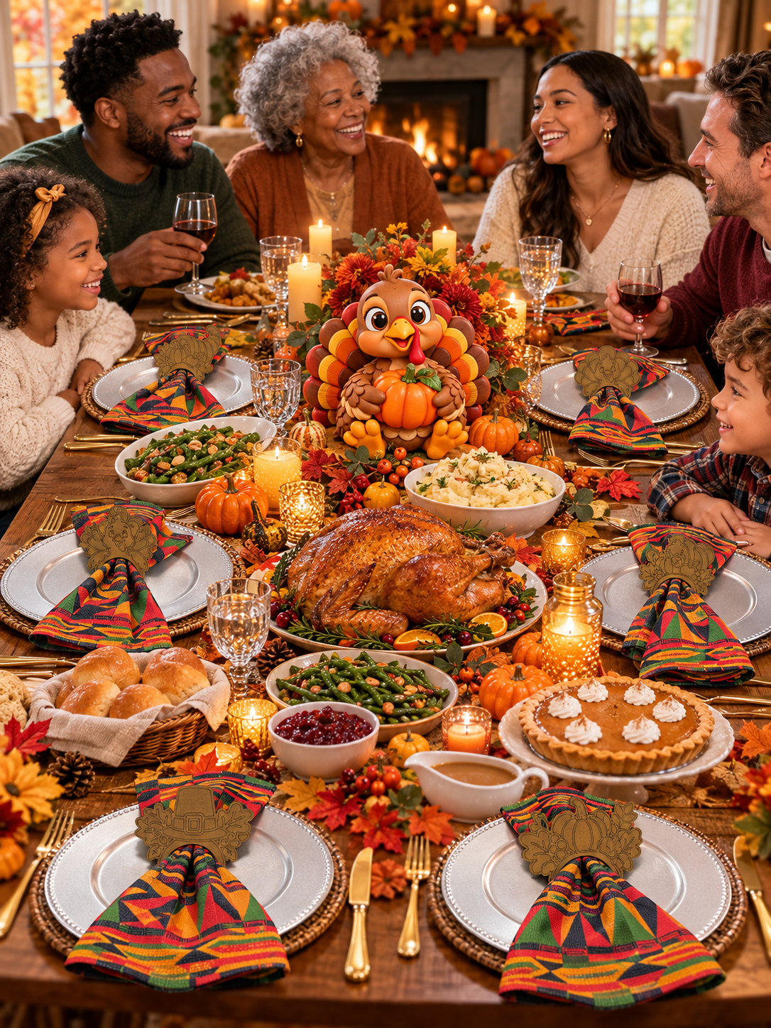 🍂 Thanksgiving Wooden Napkin Rings – Set of 6 🦃