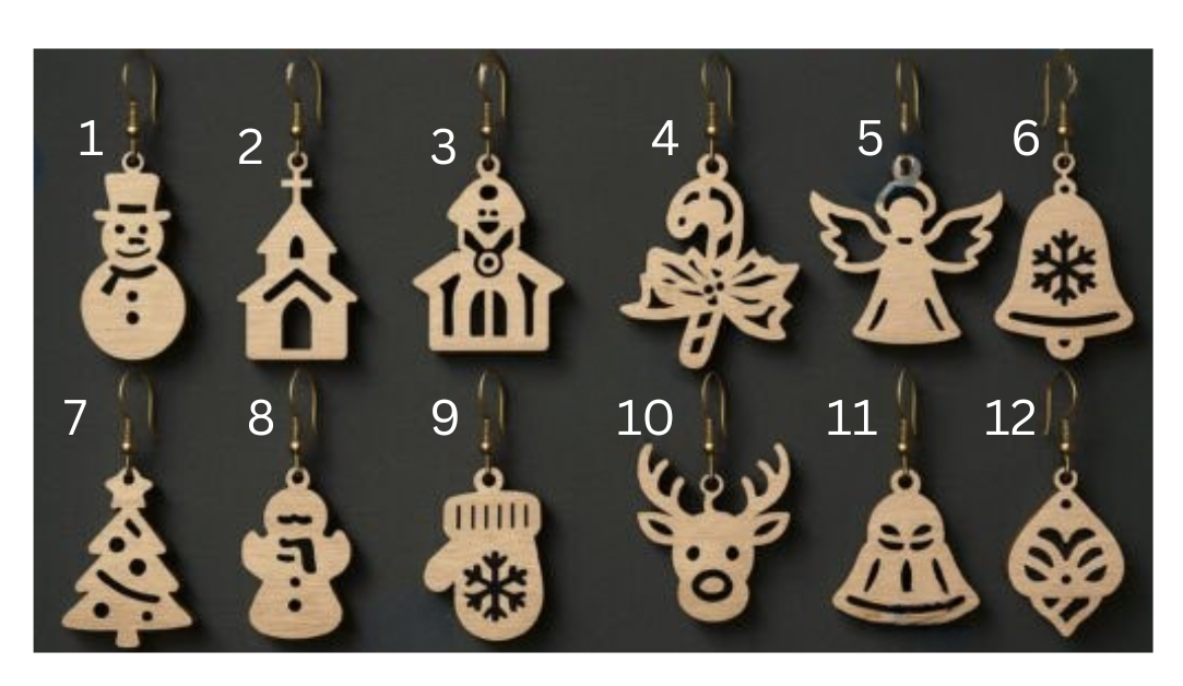 Winter Whimsy Wood Earrings