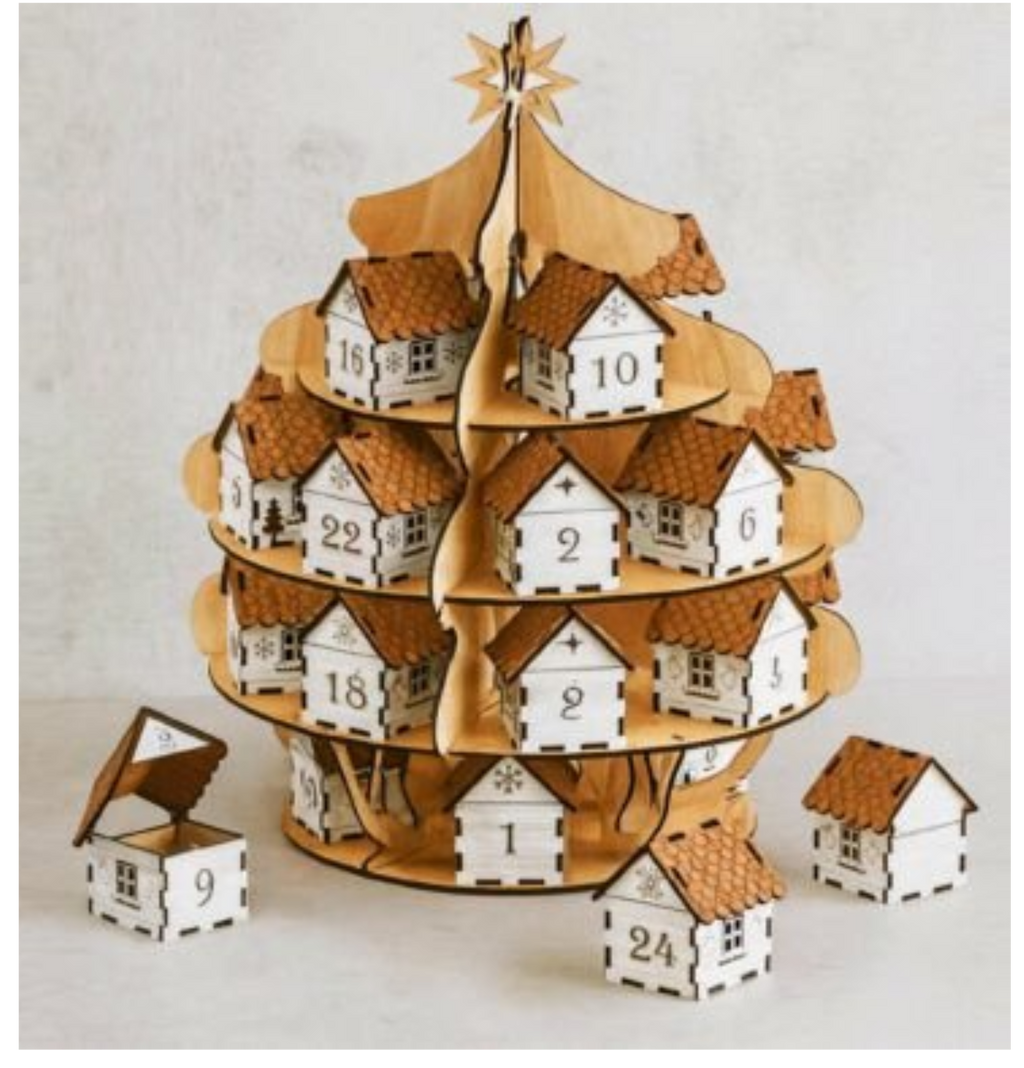 Wooden Christmas Tree Advent Calendar