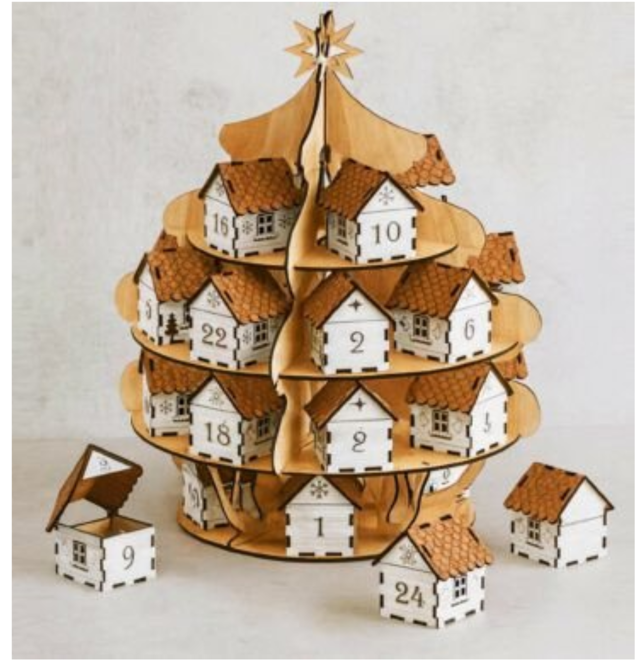 Wooden Christmas Tree Advent Calendar