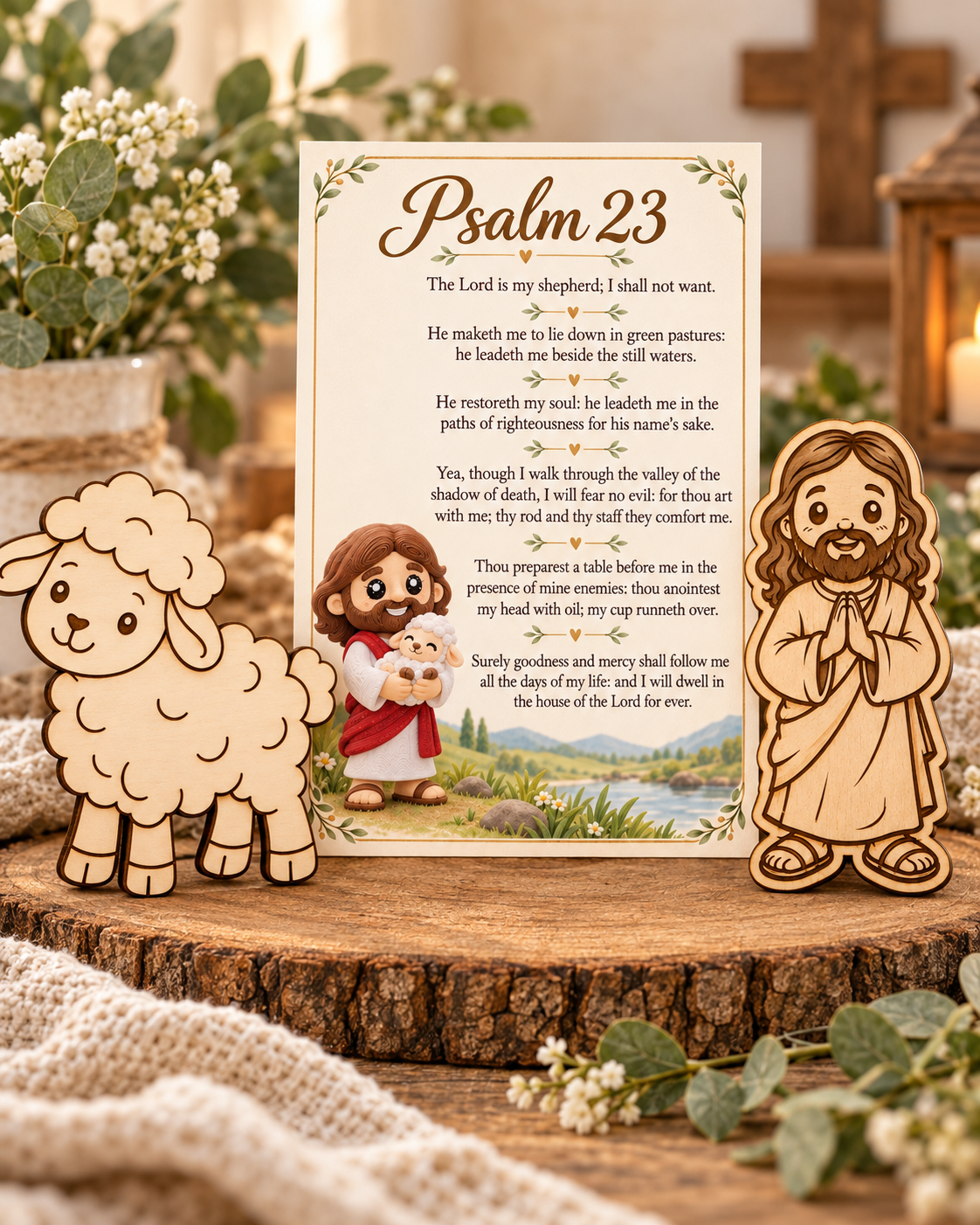 Wood Laser Cut Psalm 23 Faith Keepsake Kit