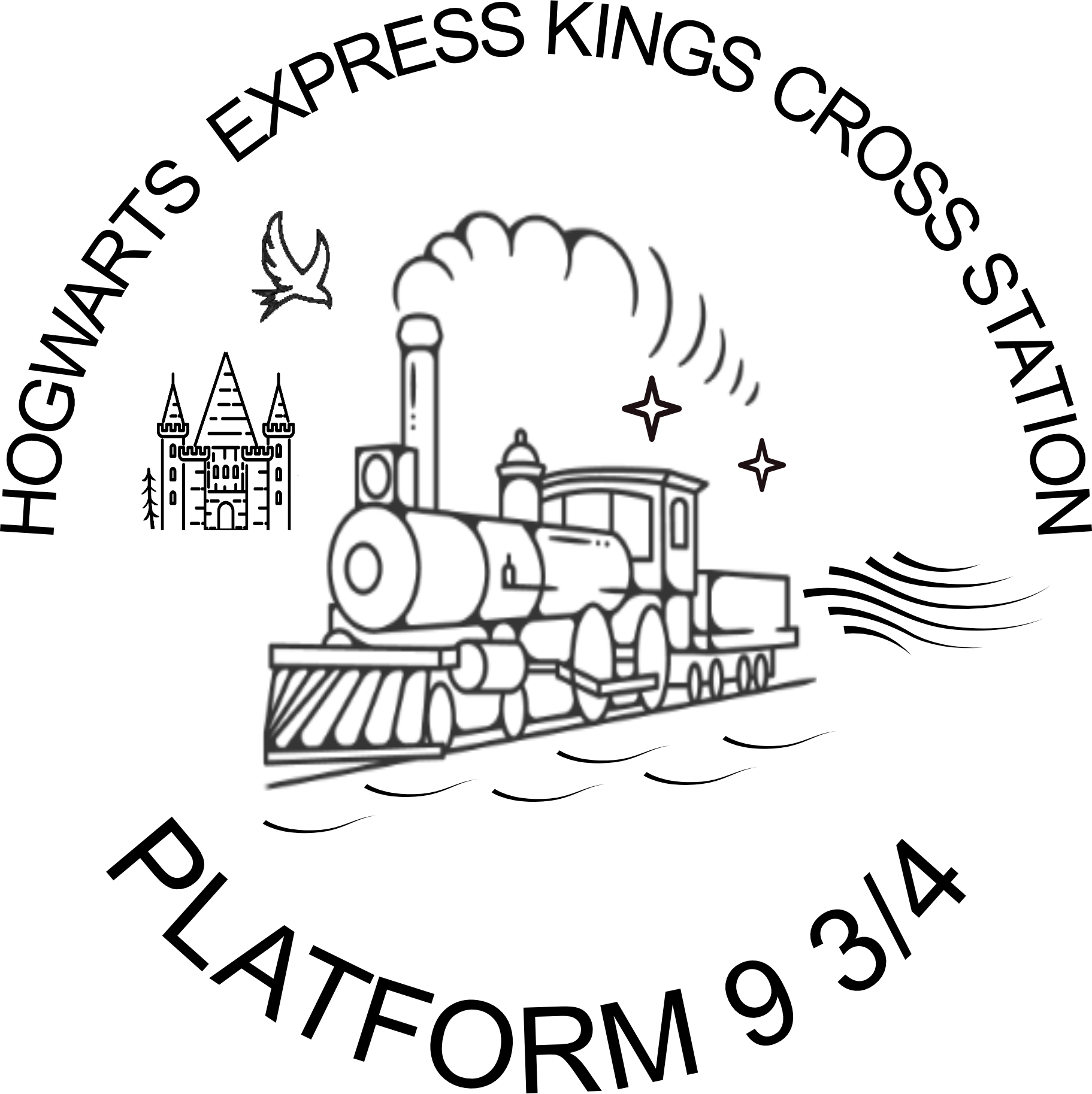 Harry Potter Hogwarts Express Baseball Long Sleeve T-Shirt - Officially Licensed, White/Black, Large