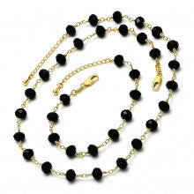 Gold Layered  Set Necklace and Bracelet, with Black Azavache