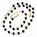 Gold Layered  Set Necklace and Bracelet, with Black Azavache