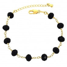 Gold Layered  Fancy Bracelet, Ball Design, with Black Azavache