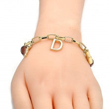 Gold Layered  Fancy Bracelet, Key and Lock Design, with Azavache
