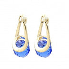 Gold Layered  Small Hoop, Spiral Design, with Sapphire Blue Azavache