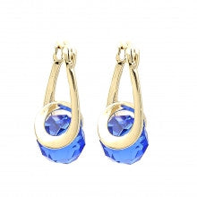 Gold Layered  Small Hoop, Spiral Design, with Sapphire Blue Azavache