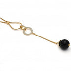 Gold Layered  Fancy Necklace, Disco Design, with White and Black Crystal and Black Azavache