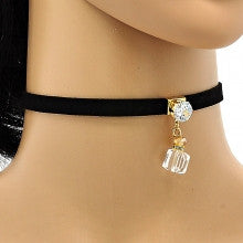 Gold Layered Fancy Necklace with White and White Cubic Zirconia and White Azavache