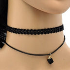 Gold Layered  Fancy Necklace, with Azavache, Polished Finish, Gold Tone. Black, White, Red