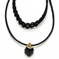 Gold Layered  Fancy Necklace, with Azavache, Polished Finish, Gold Tone. Black, White, Red