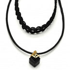 Gold Layered  Fancy Necklace, with Azavache, Polished Finish, Gold Tone. Black, White, Red