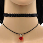 Gold Layered  Fancy Necklace, with Azavache, Polished Finish, Gold Tone. Black, White, Red