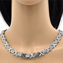 Stainless Steel  Set Necklace and Bracelet, Hugs and Kisses