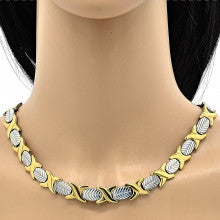 Stainless Steel  Set Necklace and Bracelet, Hugs and Kisses