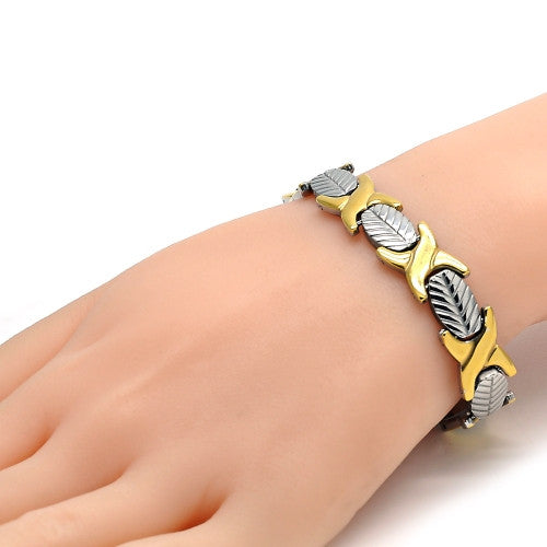 Stainless Steel  Set Necklace and Bracelet, Hugs and Kisses