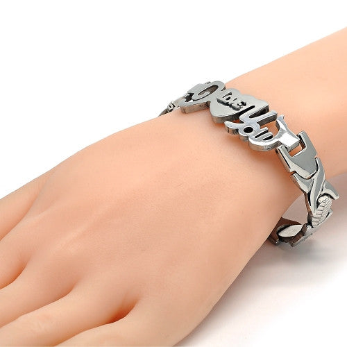 Stainless Steel Set Necklace and Bracelet, Hugs and Kisses and Love