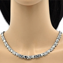 Stainless Steel  Set Necklace and Bracelet, Hugs and Kisses and Heart