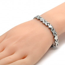 Stainless Steel  Set Necklace and Bracelet, Hugs and Kisses and Heart