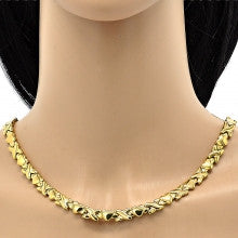 Stainless Steel  Set Necklace and Bracelet, Hugs and Kisses and Heart