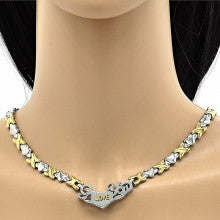 Stainless Steel  Set Necklace and Bracelet, Hugs and Kisses and Love