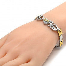 Stainless Steel  Set Necklace and Bracelet, Hugs and Kisses and Love