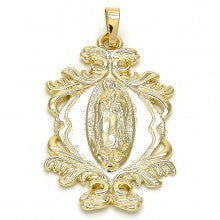 Gold Layered  Religious Pendant, Guadalupe