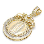 Gold Layered  Religious Pendant, Guadalupe and Elephant