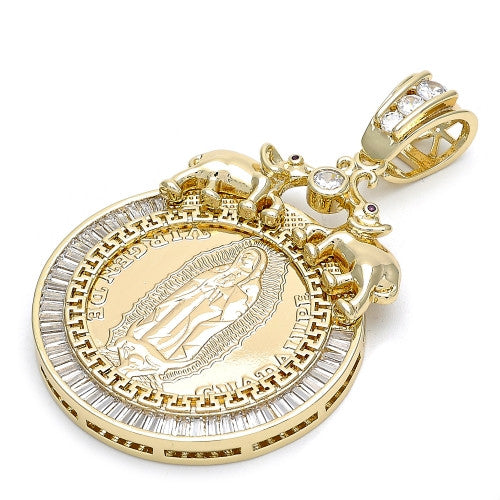 Gold Layered  Religious Pendant, Guadalupe and Elephant