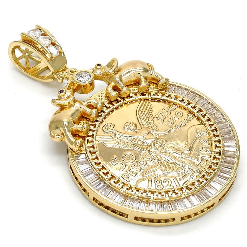 Gold Layered  Religious Pendant, Angel and Elephant