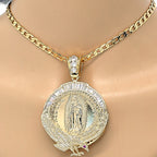 Gold Layered Religious Pendant, Guadalupe and Eagle