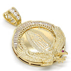 Gold Layered Religious Pendant, Guadalupe and Eagle