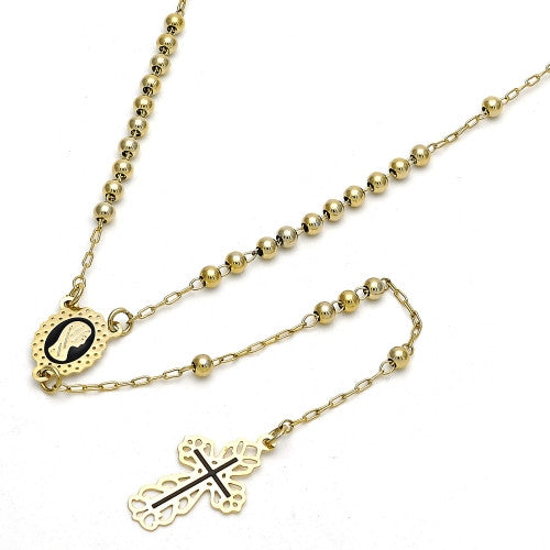 Gold Layered Thin Rosary, Guadalupe and Cross