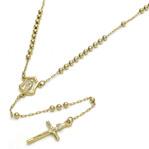 Gold Layered Thin Rosary, Guadalupe and Crucifix