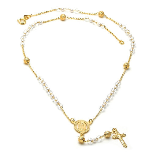 Gold Layered Thin Rosary, Guadalupe and Crucifix