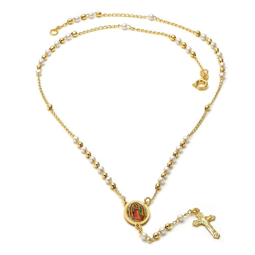 Gold Layered Thin Rosary, Guadalupe and Crucifix