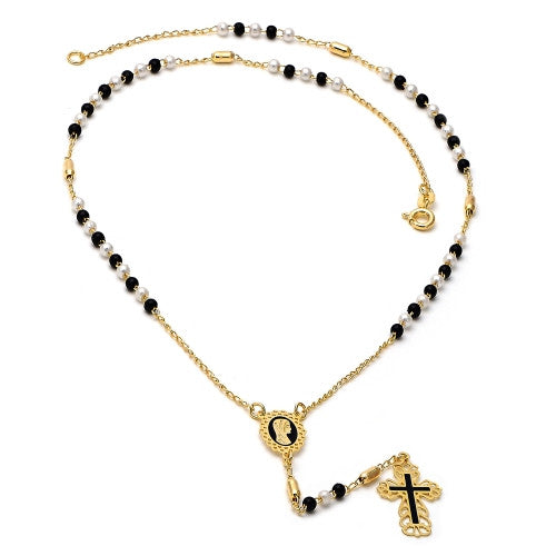 Gold Layered  Thin Rosary, Virgen Maria and Cross