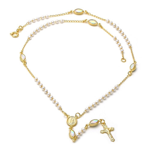 Gold Layered Thin Rosary, Guadalupe and Crucifix
